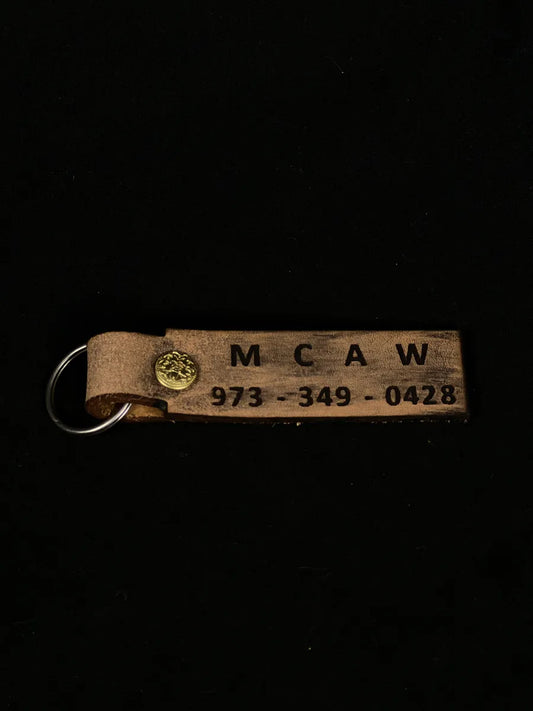 "MCAW / Phone #" Leather Key Tag